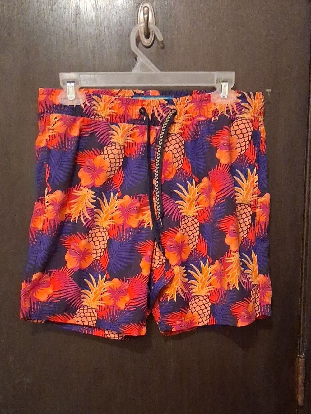 Surf Society Swim Trunks with Pineapple & Hibiscus Patern